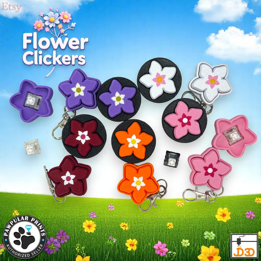 Hibiscus Flower Clicker Fidget Keychain