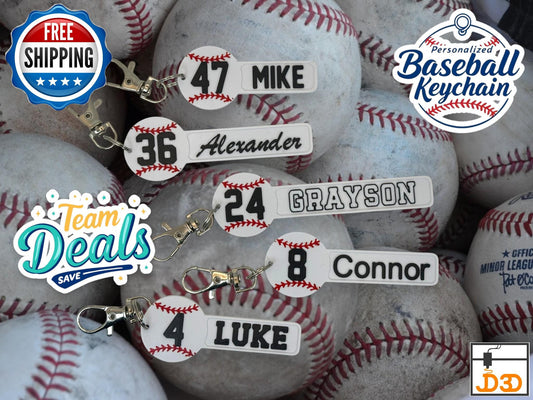 Personalized Baseball Keychain Player Name & Number