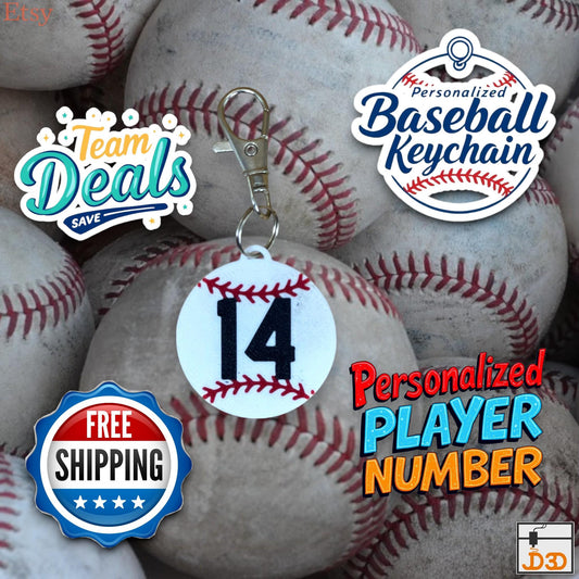 Baseball Keychain Personalized Player Number