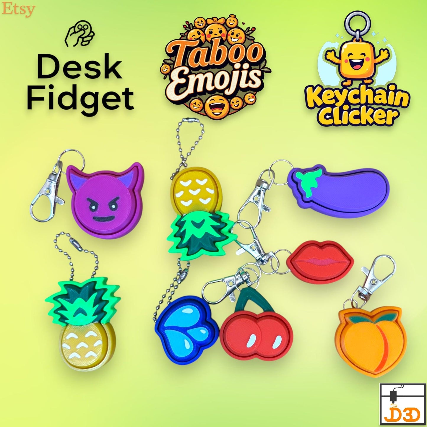 Taboo Emoji Clicker Fidget Keychain