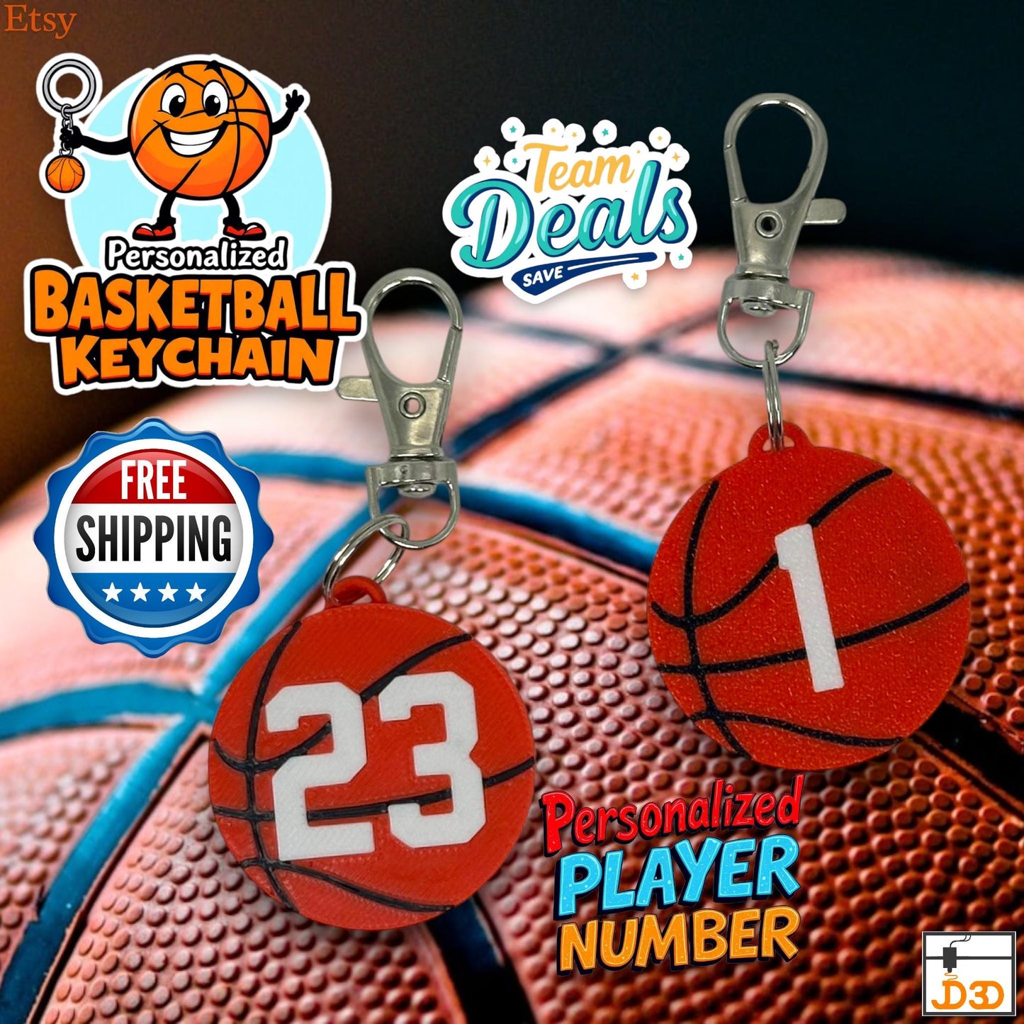 Basketball Keychain Player Number