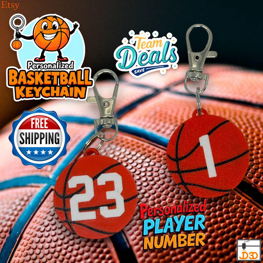 Basketball Keychain Player Number